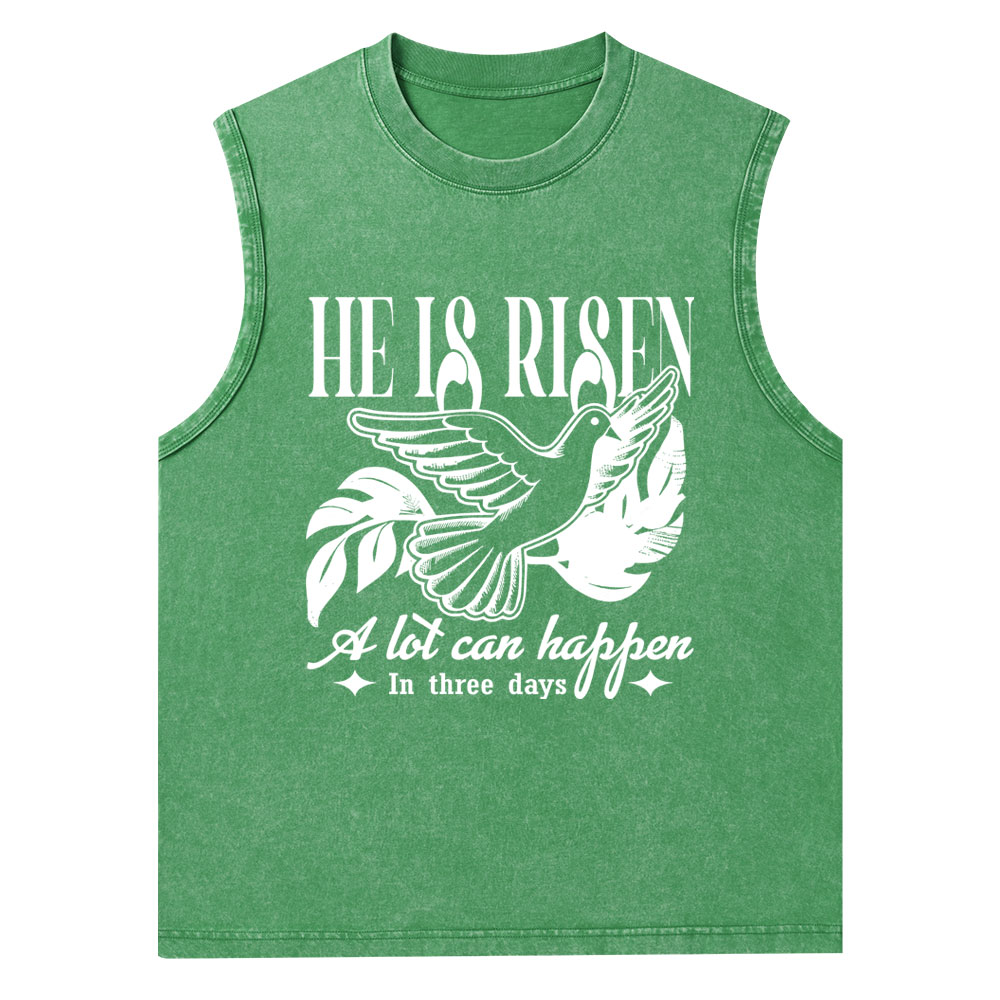 He Is Risen Christian Washed Tank Top