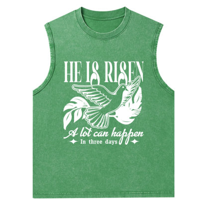 He Is Risen Christian Washed Tank Top
