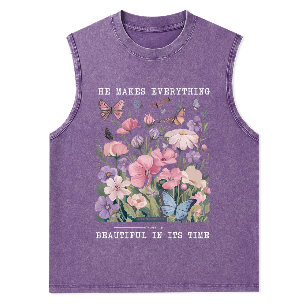 He Makes Everything Beautiful In Its Time Christian Washed Tank Top