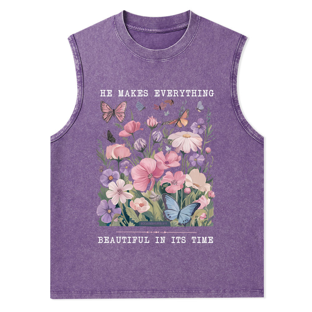 He Makes Everything Beautiful In Its Time Christian Washed Tank Top