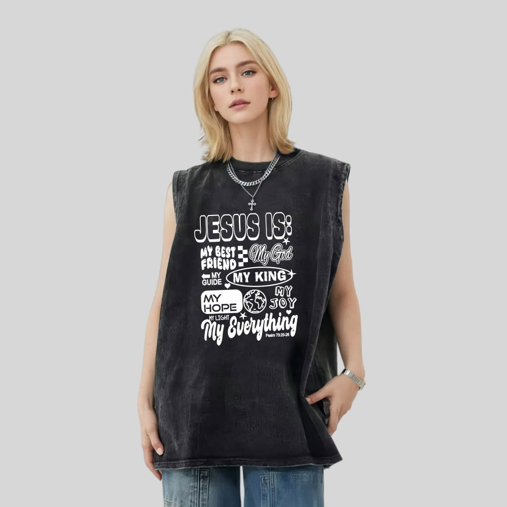 Jesus Is My Best Friend Christian Washed Tank Top