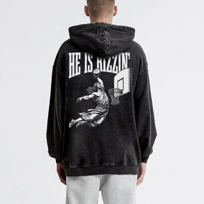 He Is Rizzin Christian Washed Hoodie 