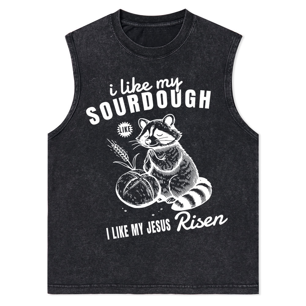I Like My Jesus Risen Christian Washed Tank Top