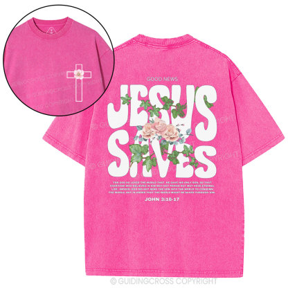 Jesus Saves Christian Washed T-Shirt