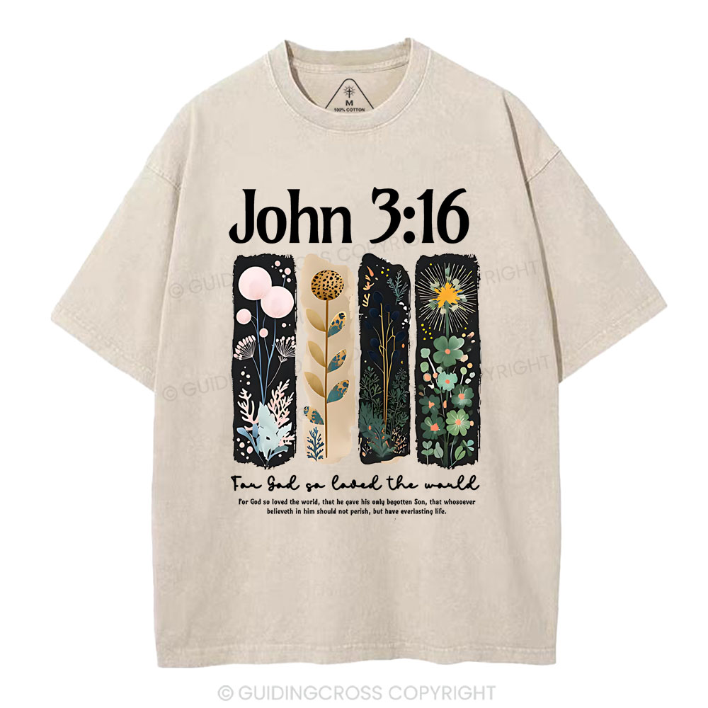 For God So Loved The World Christian Washed T-Shirt