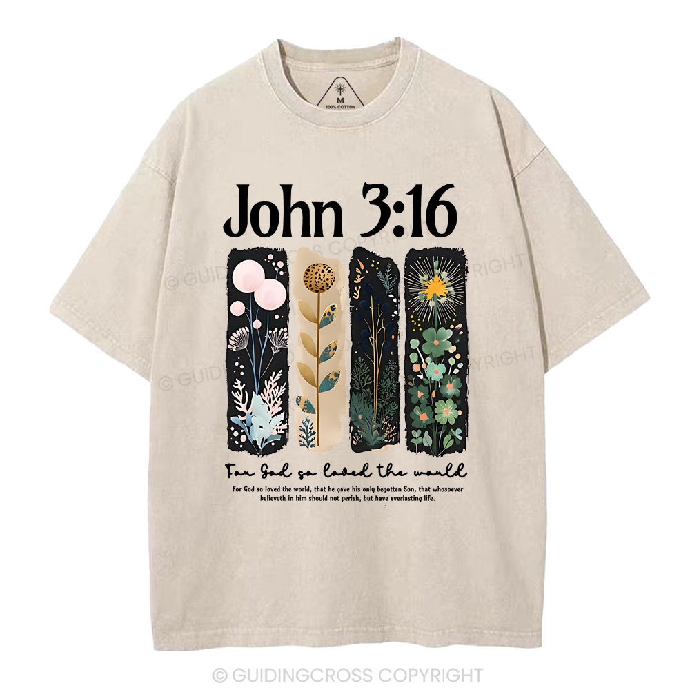 For God So Loved The World Christian Washed T-Shirt