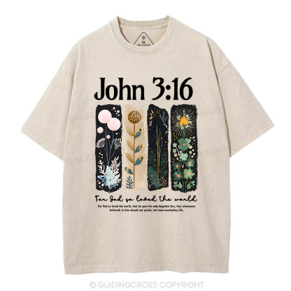For God So Loved The World Christian Washed T-Shirt