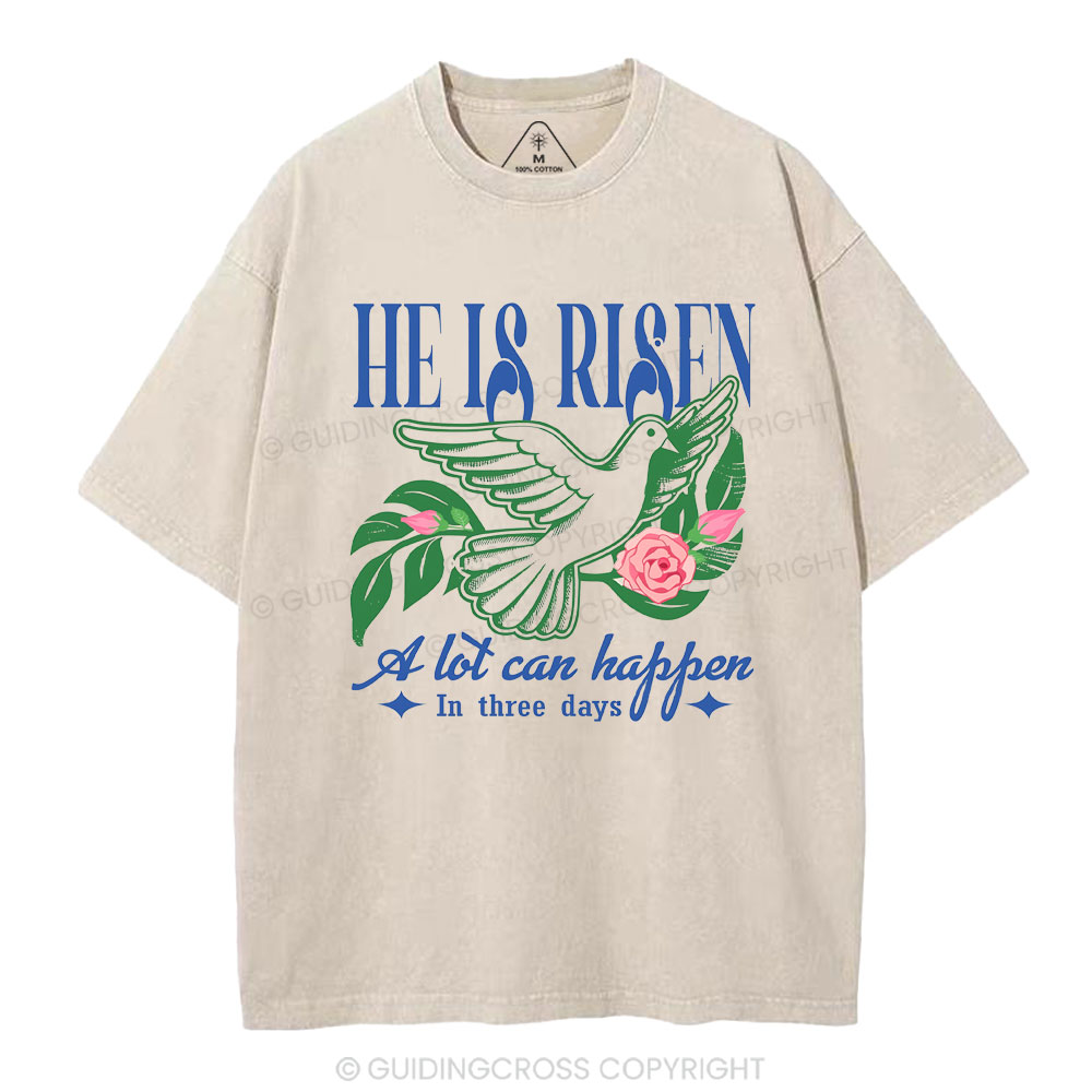 He Is Risen Christian Washed T-Shirt