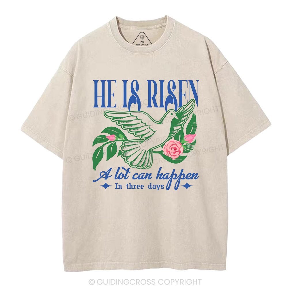 He Is Risen Christian Washed T-Shirt