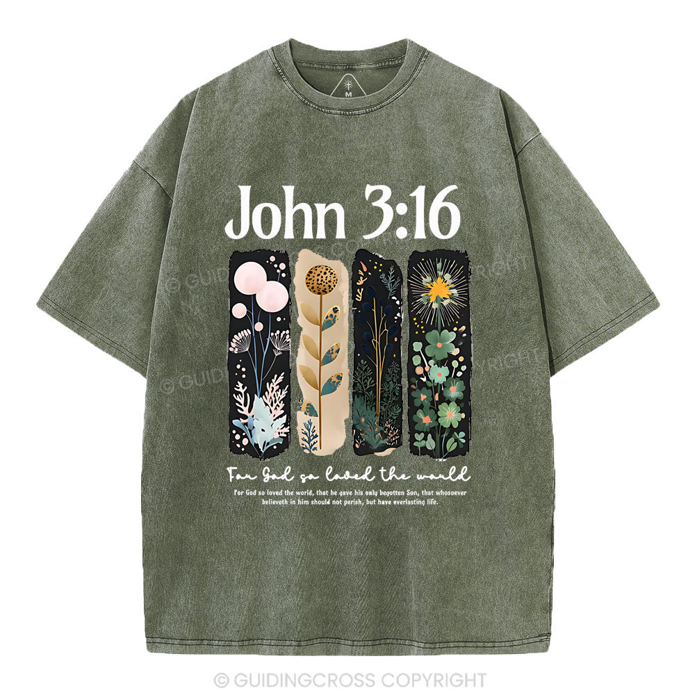 For God So Loved The World Christian Washed T-Shirt