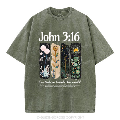 For God So Loved The World Christian Washed T-Shirt