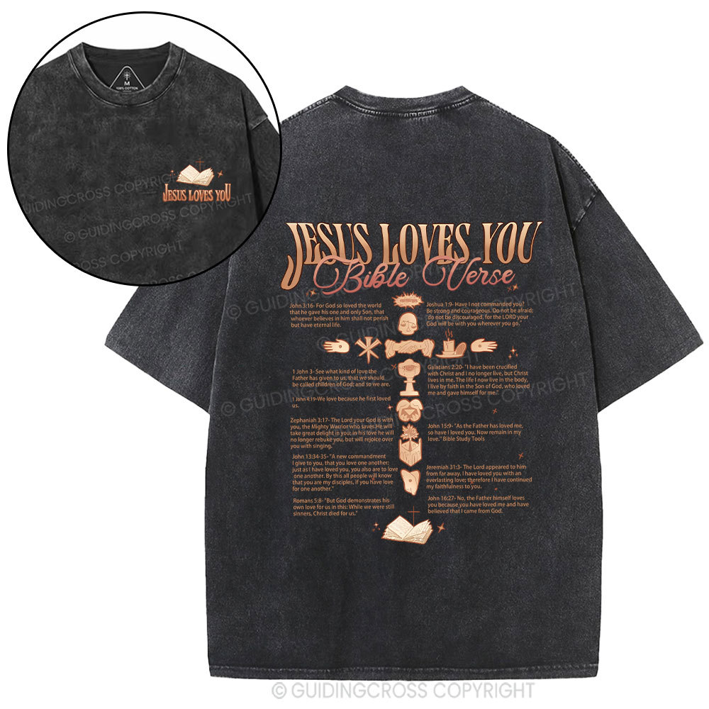 Jesus Loves You Christian Washed T-Shirt