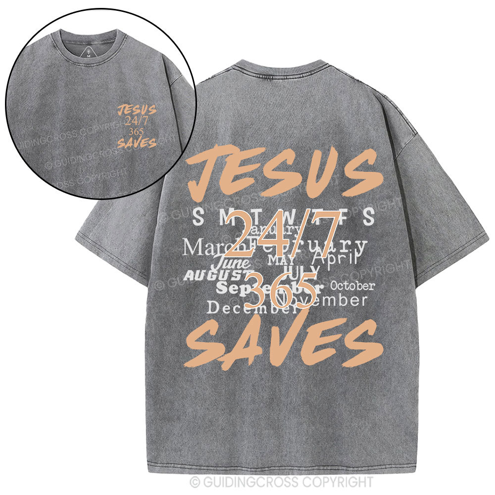 Jesus Saves Christian Washed T-Shirt