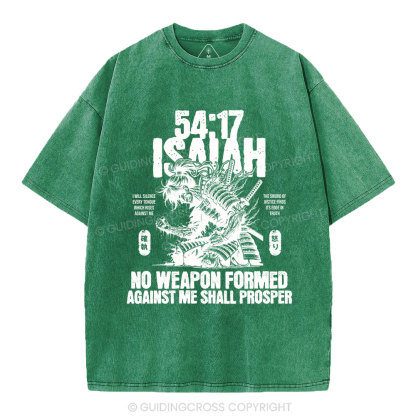 No Weapen Formed Against Me Shall Prosper Christian Washed T-Shirt