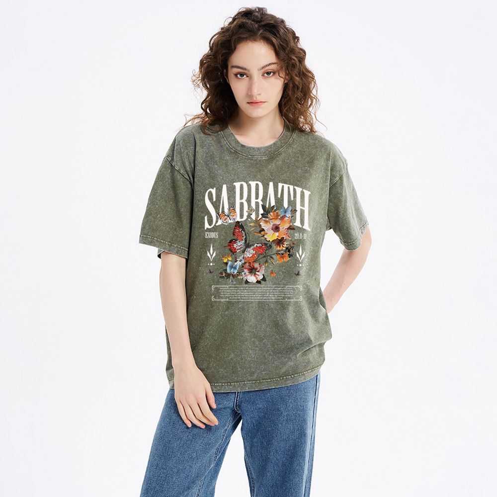 Sabbath Shalom Christian Washed T-Shirt