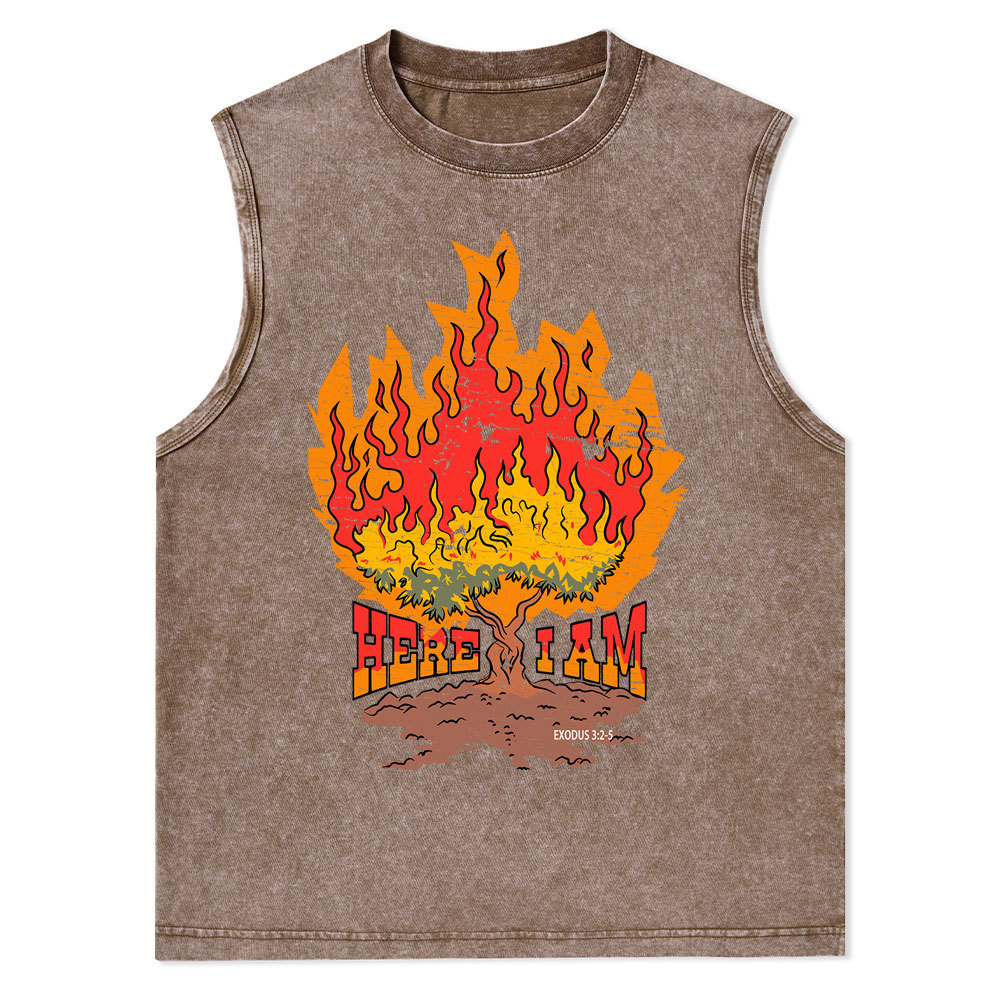 Here I Am Christian Washed Tank Top