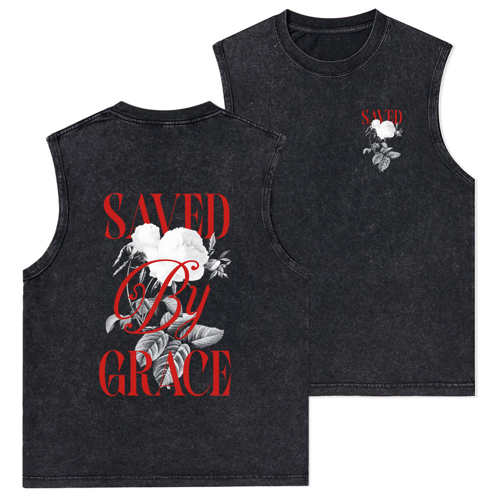 Saved By Grace Christian Washed Tank Top