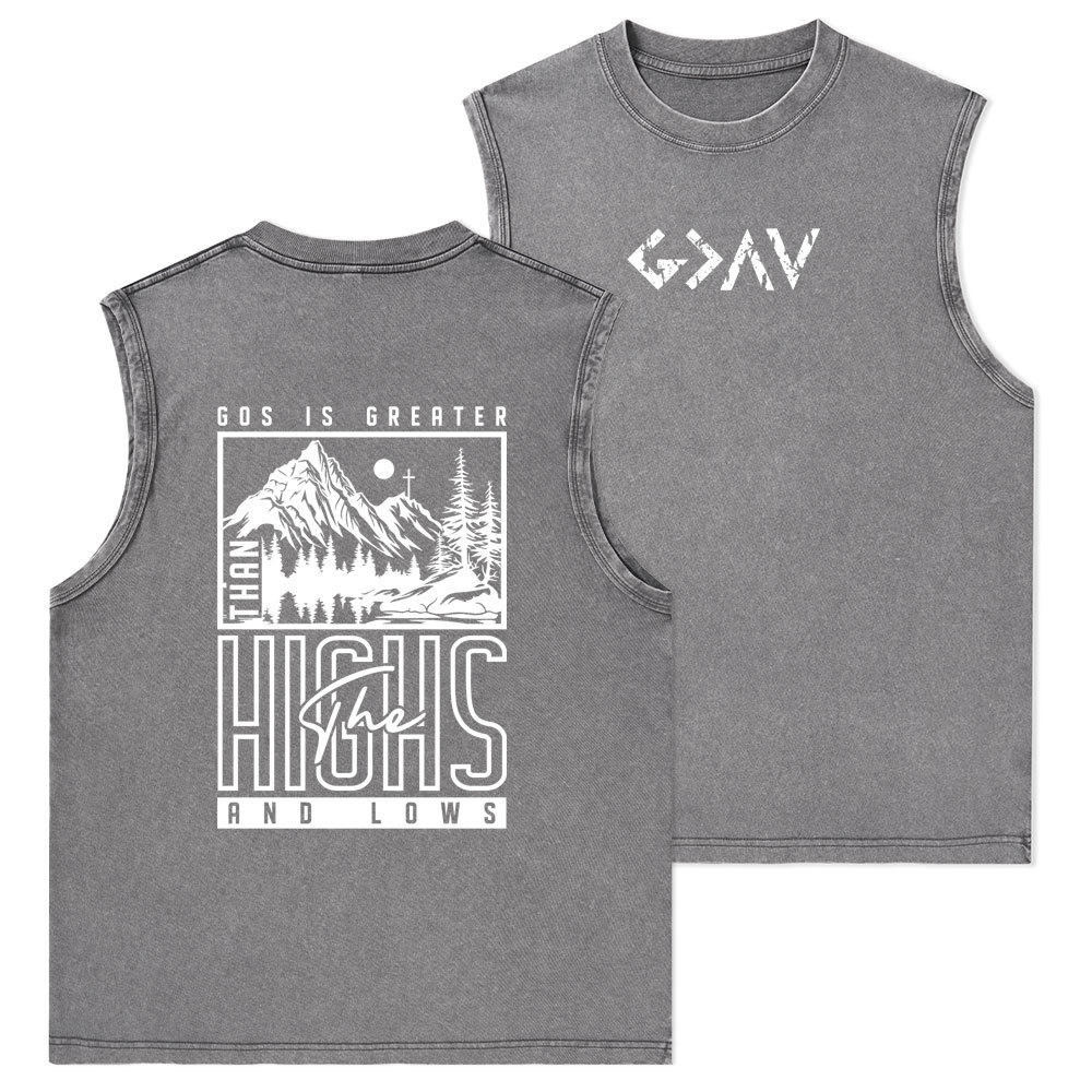 God Is Greater Christian Washed Tank Top