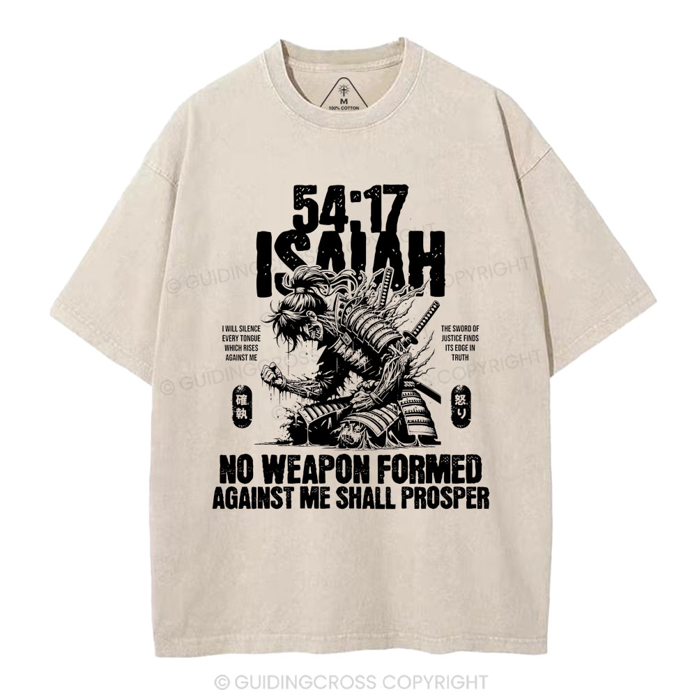 No Weapen Formed Against Me Shall Prosper Christian Washed T-Shirt
