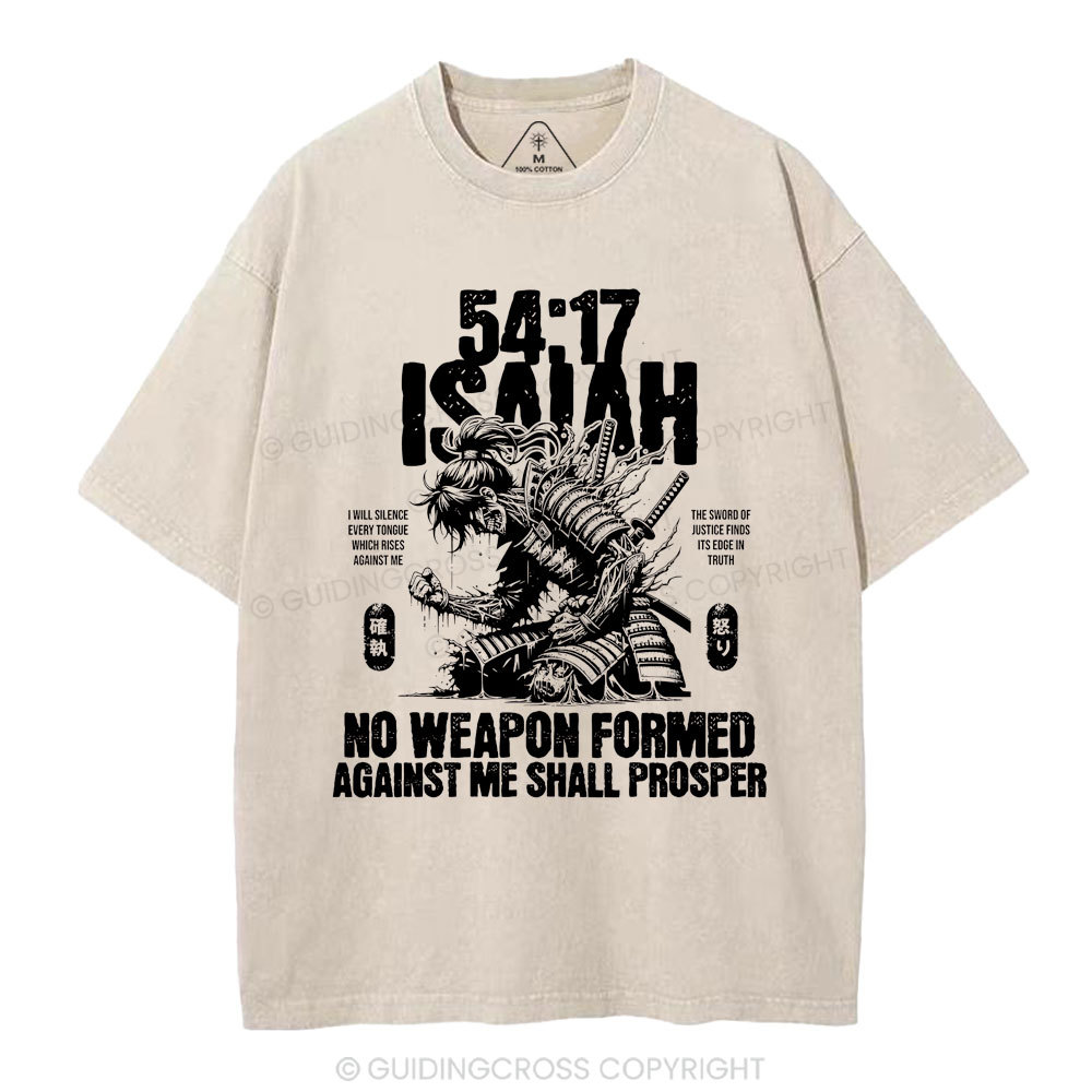No Weapen Formed Against Me Shall Prosper Christian Washed T-Shirt