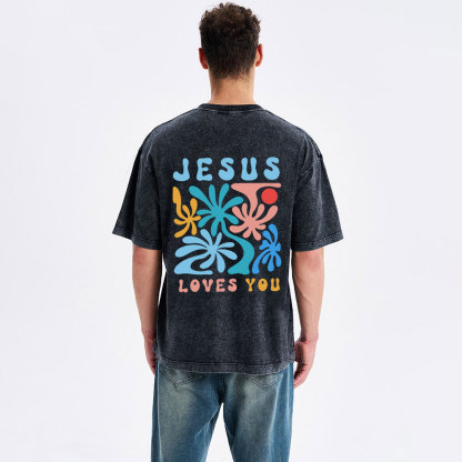 Jesus Love You Christian Washed T-Shirt