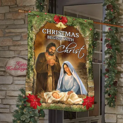Christmas Begins With Christ Flag