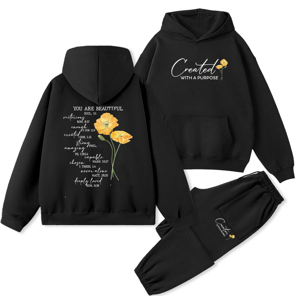 Created With Purpose lChristian Premium Fleece Hoodie Set