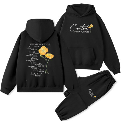 Created With Purpose lChristian Premium Fleece Hoodie Set