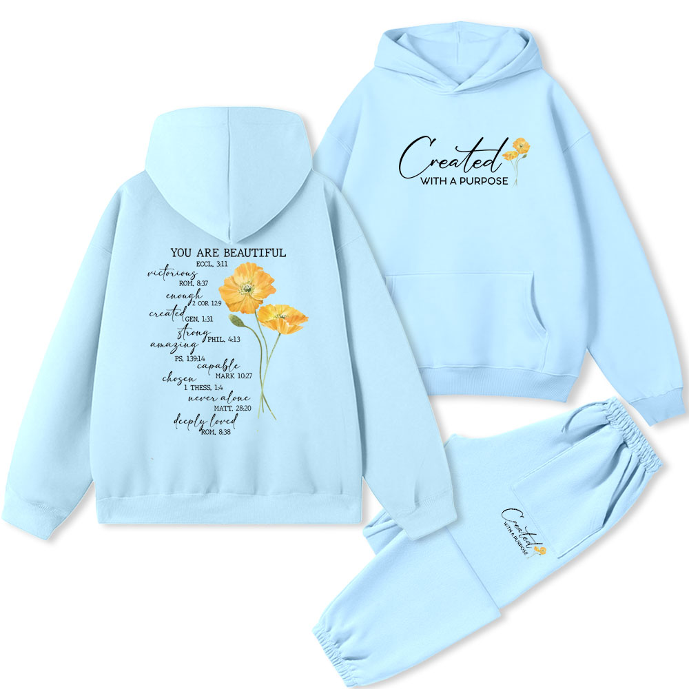 Created With Purpose lChristian Premium Fleece Hoodie Set