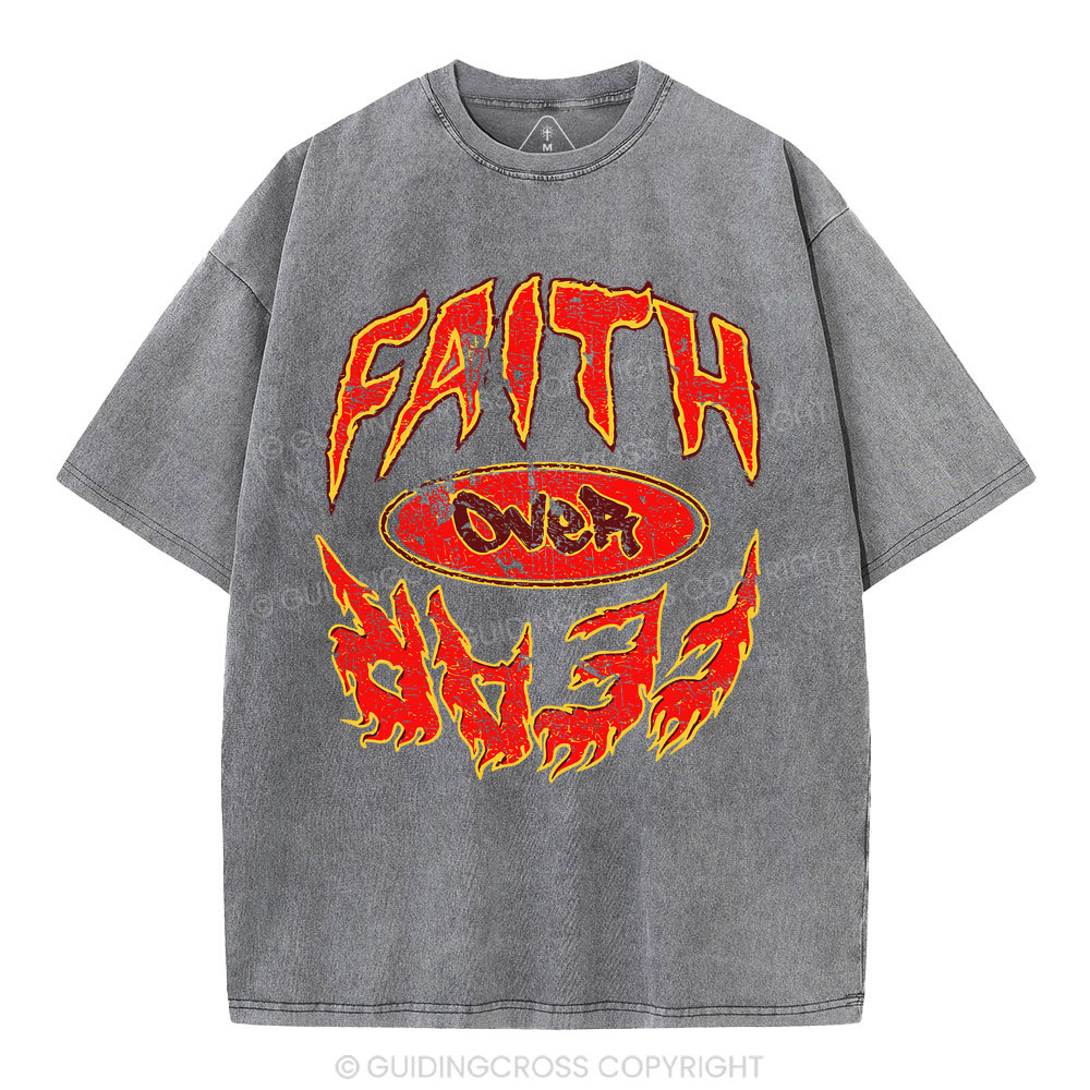 Faith Over Fear Christian Washed T-Shirt