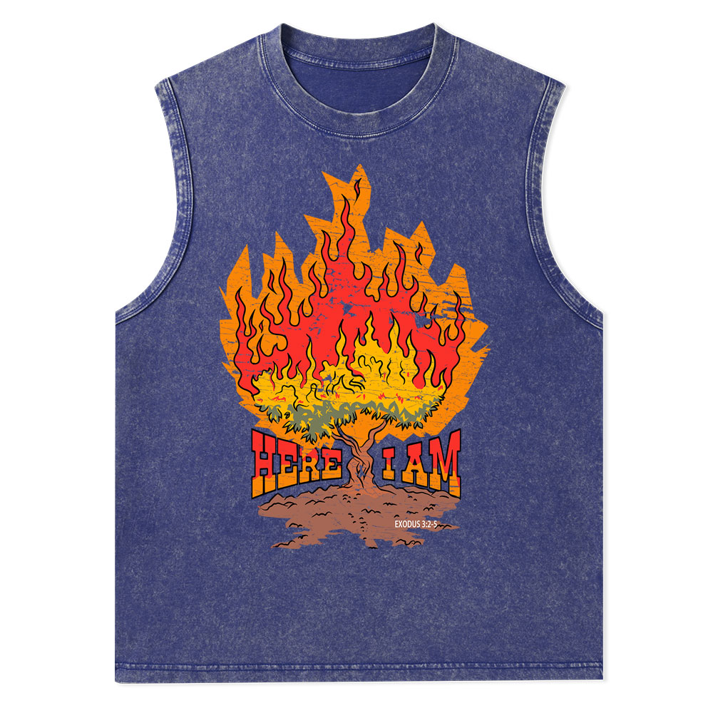 Here I Am Christian Washed Tank Top
