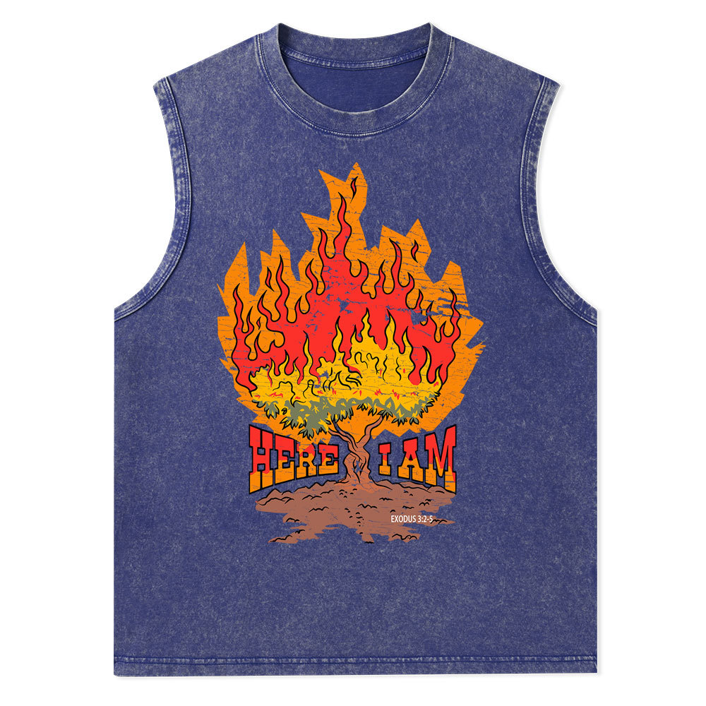 Here I Am Christian Washed Tank Top