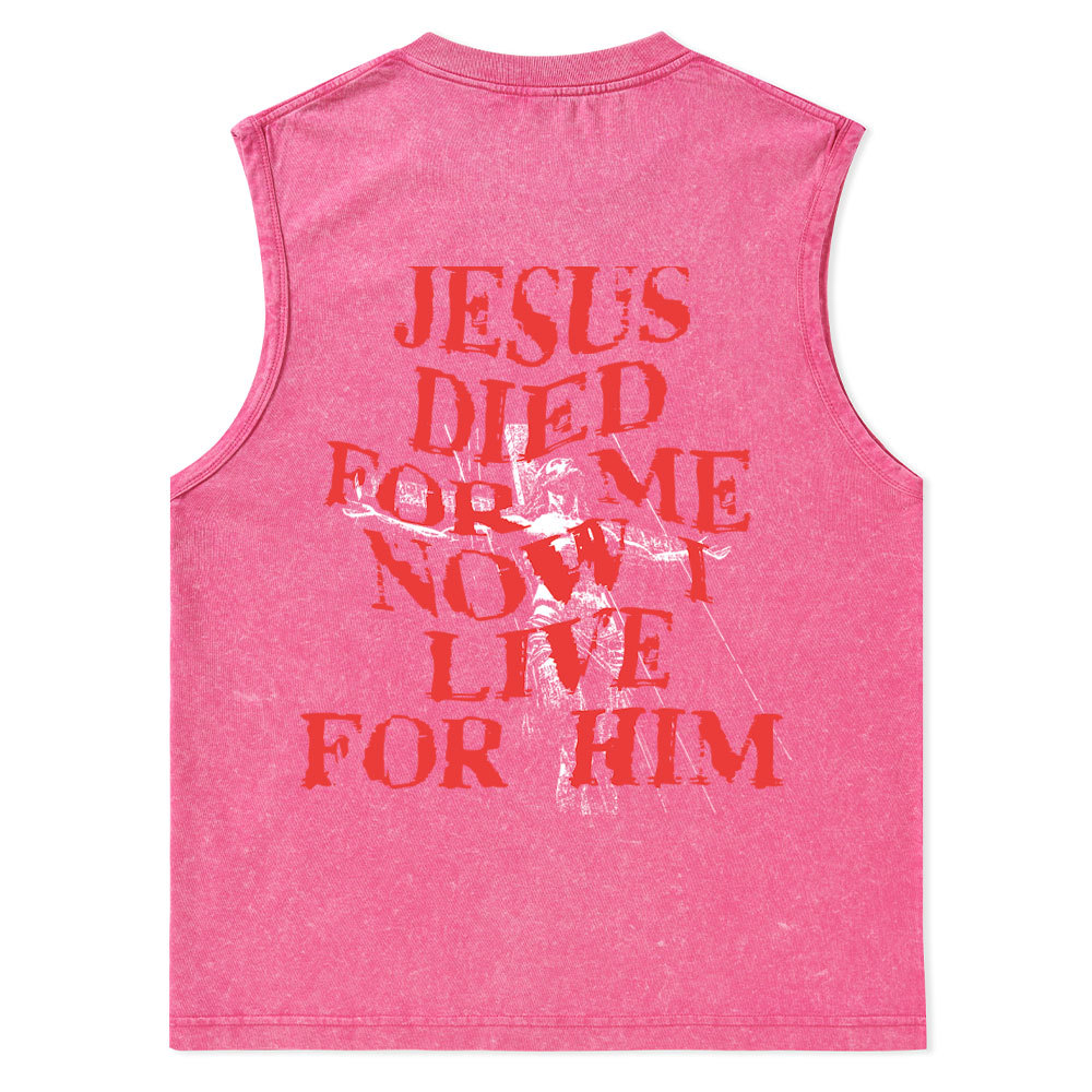 Jesus Died For Us Christian Washed Tank Top