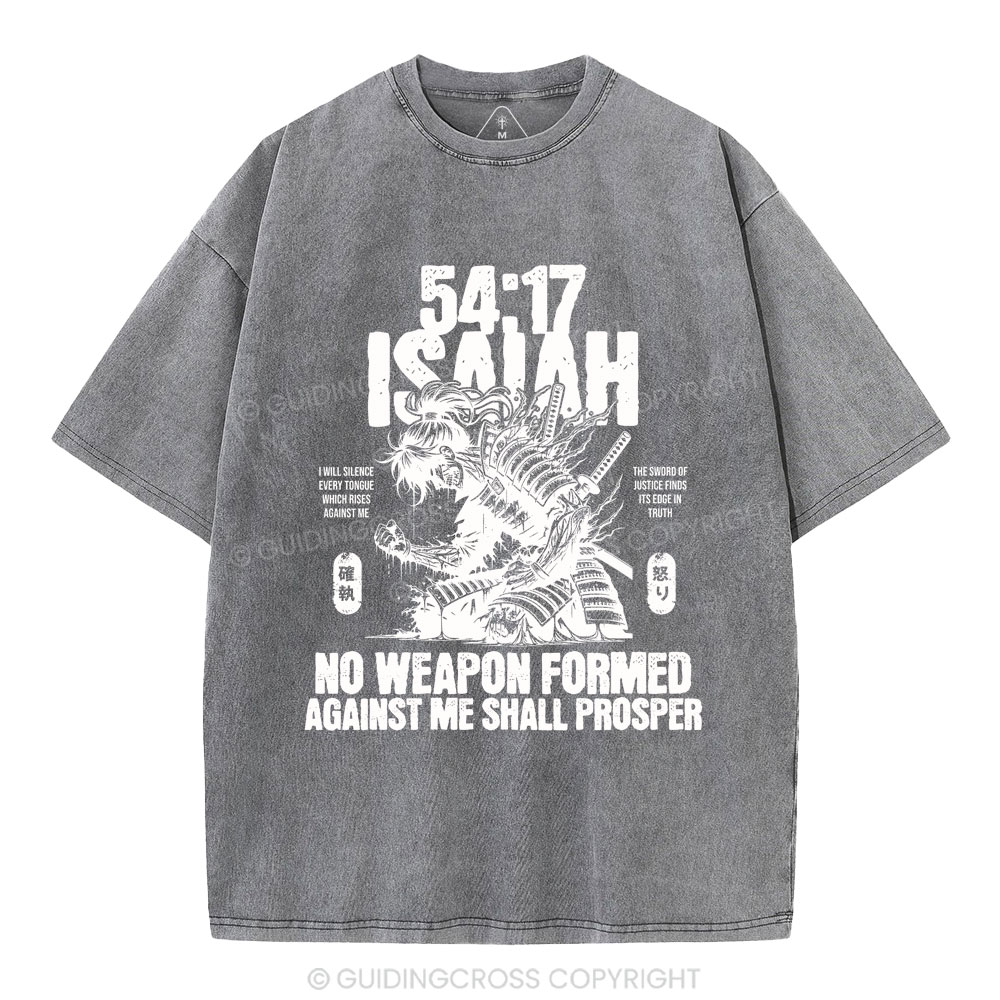 No Weapen Formed Against Me Shall Prosper Christian Washed T-Shirt