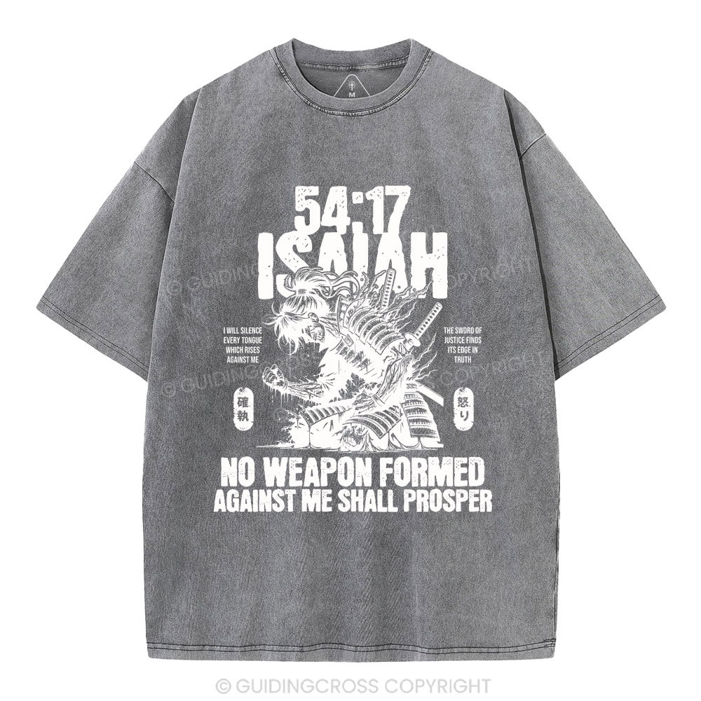 No Weapen Formed Against Me Shall Prosper Christian Washed T-Shirt
