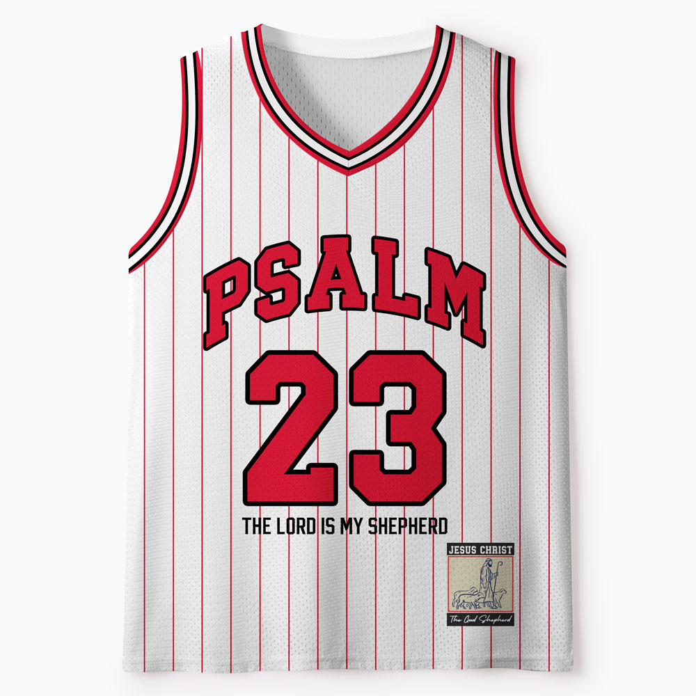 Psalm 23 White Stripes Christian Mesh Jersey Tank Top
