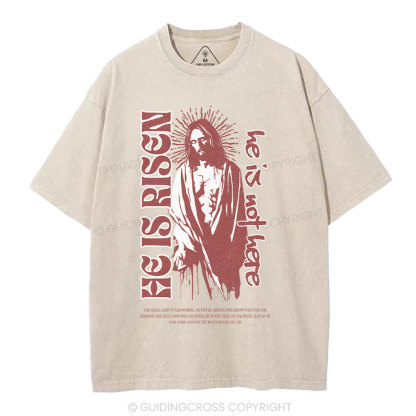 He Is Risen Christian Washed T-Shirt