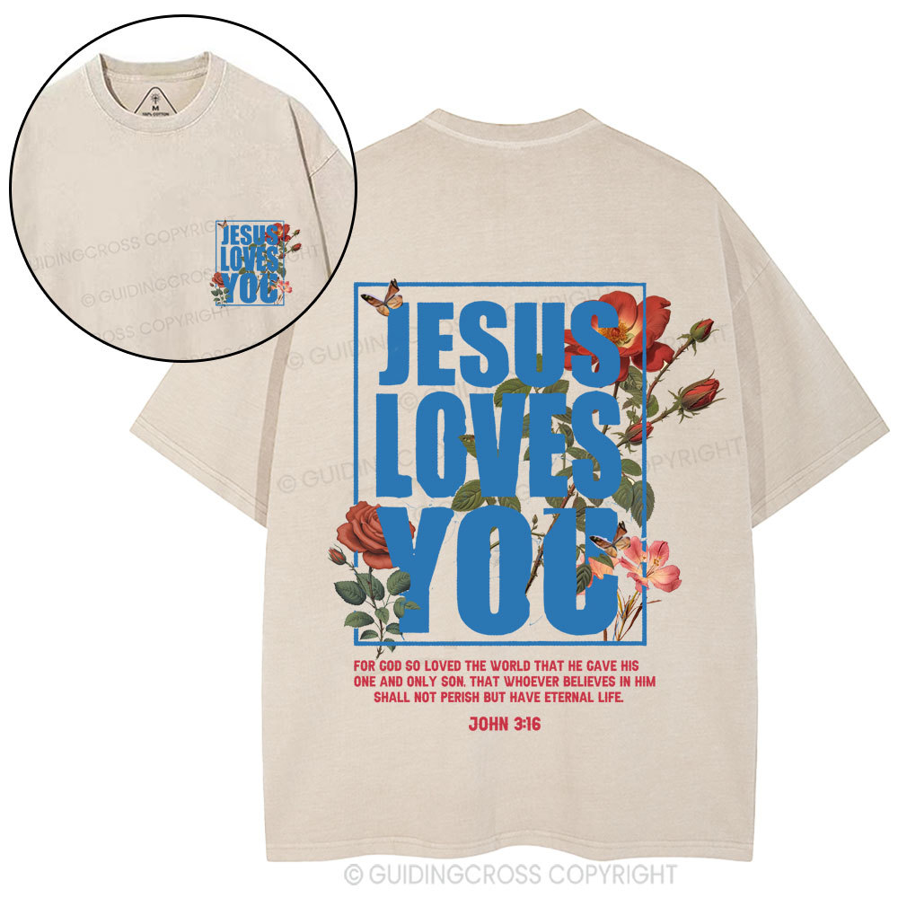 For God So Loved Christian Washed T-Shirt