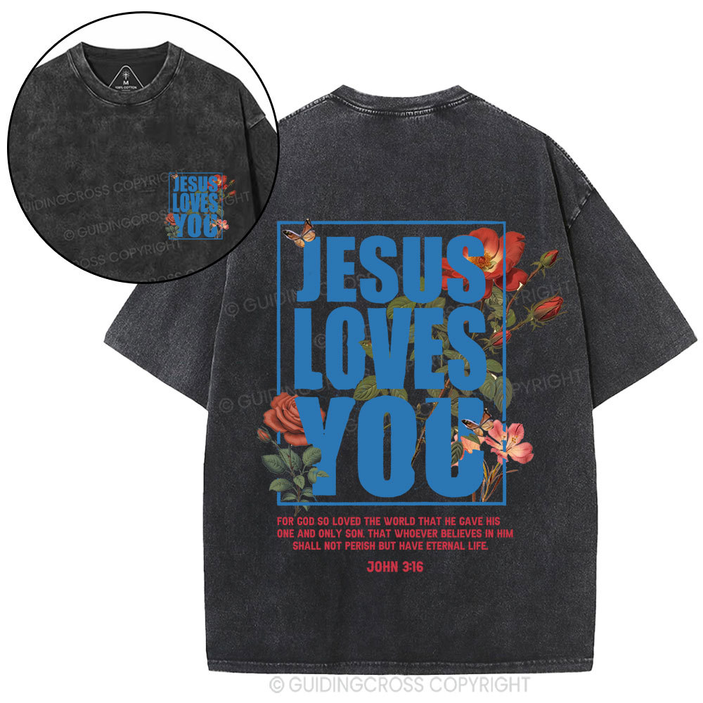 For God So Loved Christian Washed T-Shirt