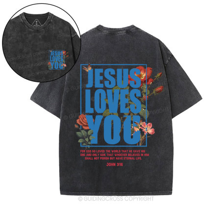 For God So Loved Christian Washed T-Shirt