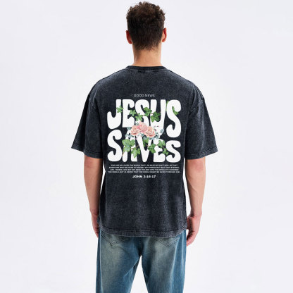 Jesus Saves Christian Washed T-Shirt