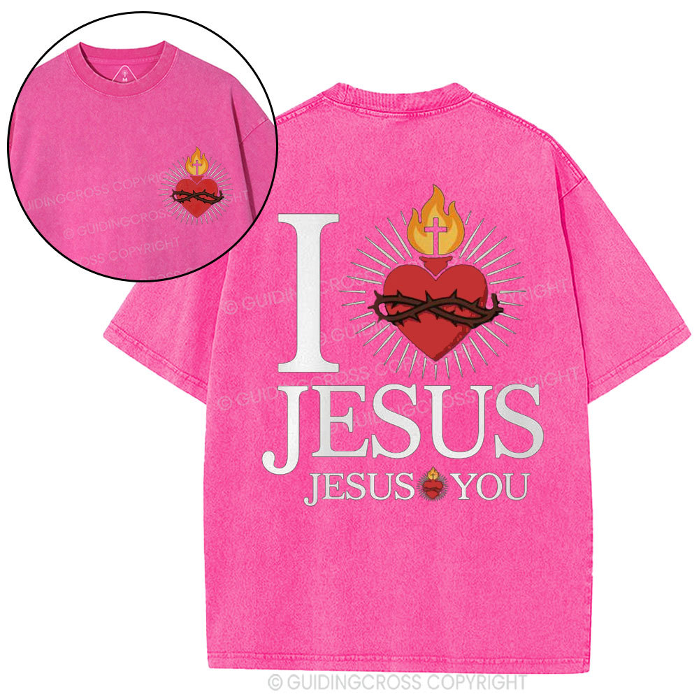 I Love Jesus Christian Washed T-Shirt