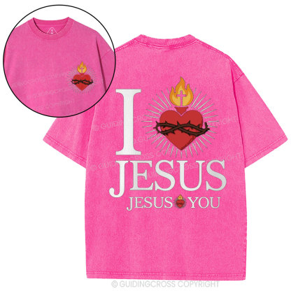 I Love Jesus Christian Washed T-Shirt