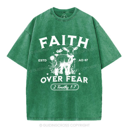 Faith Over Fear Christian Washed T-Shirt