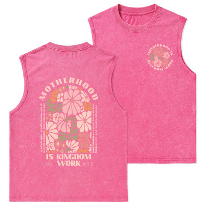 Motherhood Is Kingdom Work Christian Washed Tank Top