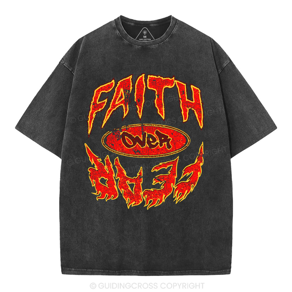 Faith Over Fear Christian Washed T-Shirt