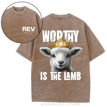 Worthy Is The Lamb Christian Washed T-Shirt