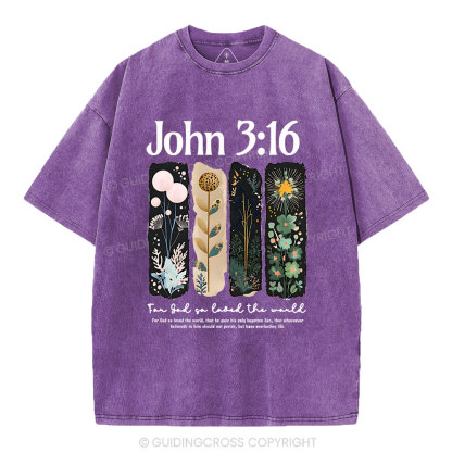 For God So Loved The World Christian Washed T-Shirt