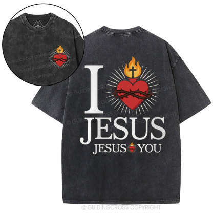 I Love Jesus Christian Washed T-Shirt
