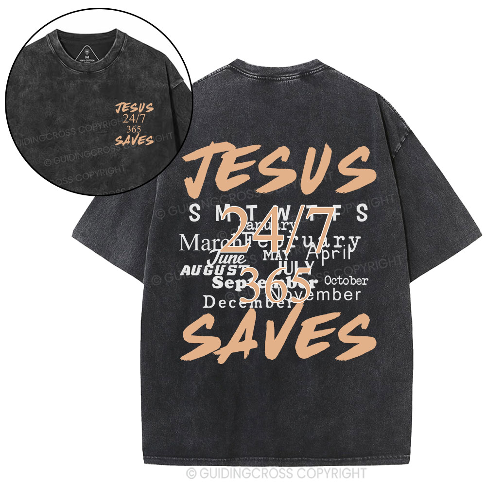 Jesus Saves Christian Washed T-Shirt